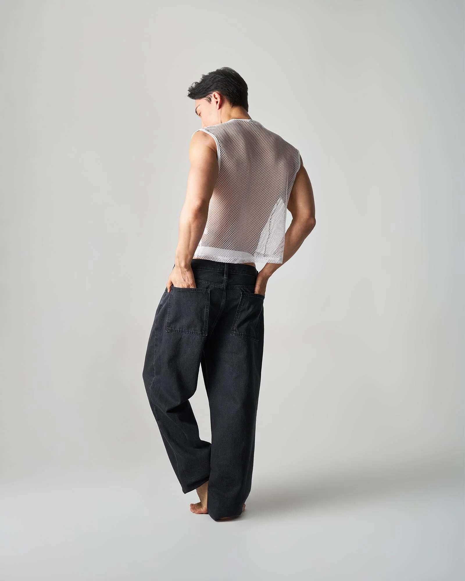 Edge Net Muscle Tank | Chalk - Image 5