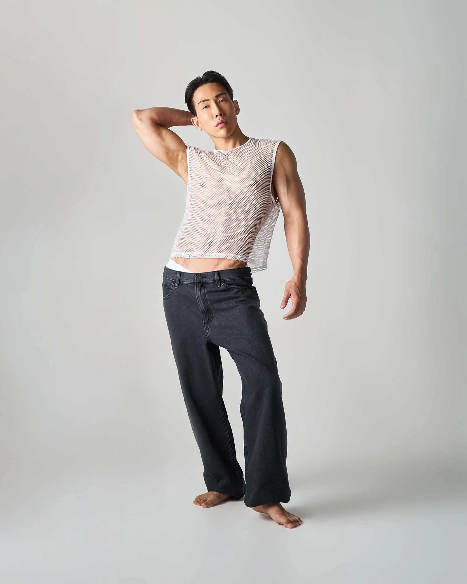 Edge Net Muscle Tank | Chalk - Image 6